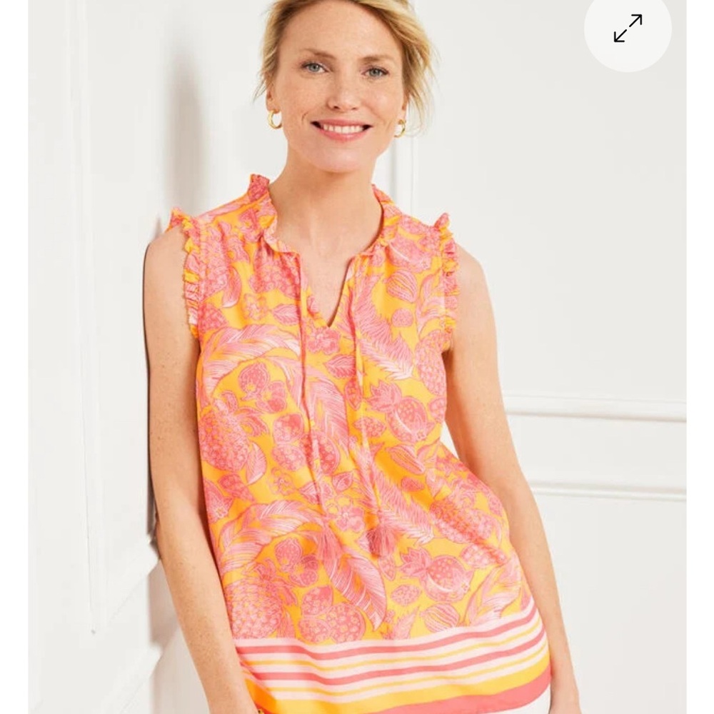 Talbots pineapple ruffle shell SZ XL NWT